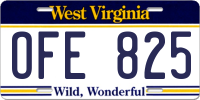 WV license plate OFE825