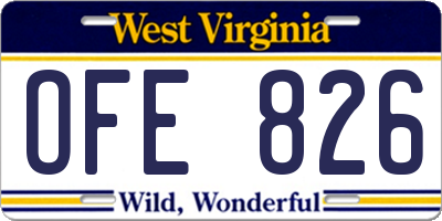WV license plate OFE826