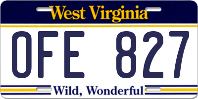 WV license plate OFE827