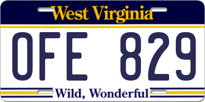 WV license plate OFE829