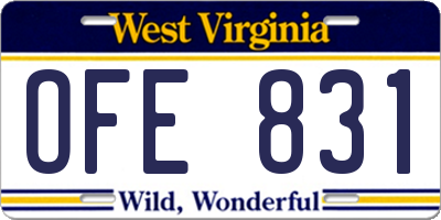 WV license plate OFE831