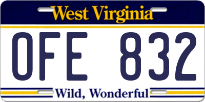 WV license plate OFE832