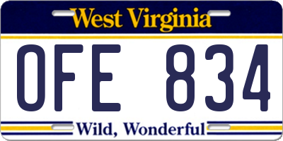 WV license plate OFE834