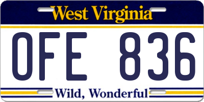 WV license plate OFE836