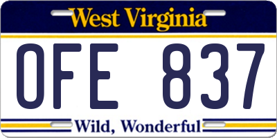 WV license plate OFE837