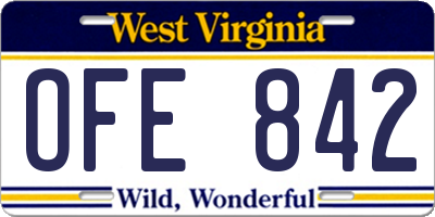 WV license plate OFE842