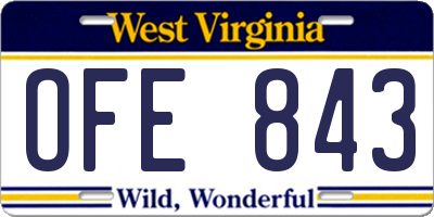 WV license plate OFE843