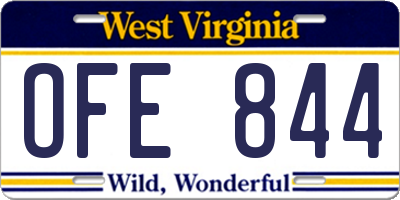 WV license plate OFE844