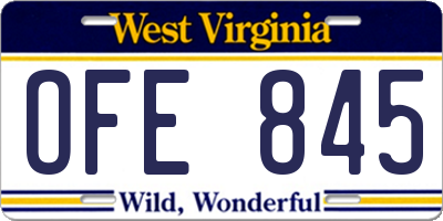 WV license plate OFE845