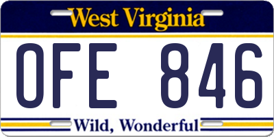 WV license plate OFE846