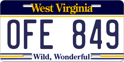 WV license plate OFE849