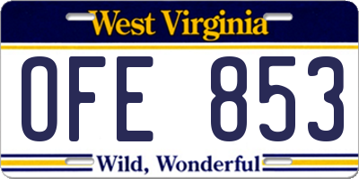WV license plate OFE853