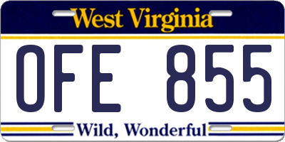 WV license plate OFE855