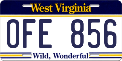 WV license plate OFE856