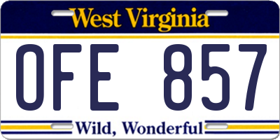 WV license plate OFE857