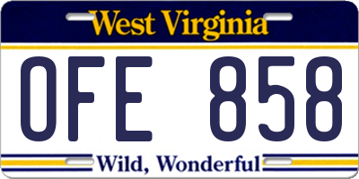 WV license plate OFE858