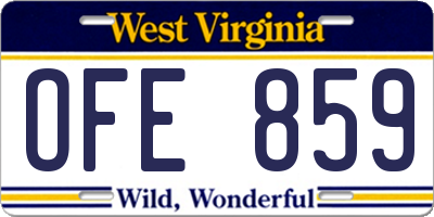 WV license plate OFE859