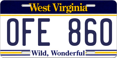 WV license plate OFE860