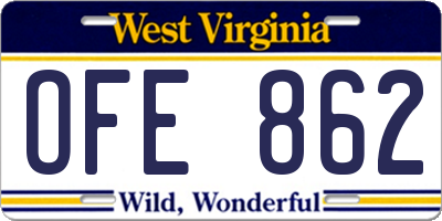 WV license plate OFE862