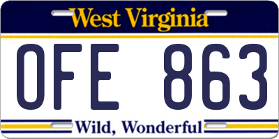 WV license plate OFE863