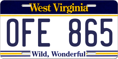 WV license plate OFE865