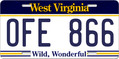 WV license plate OFE866