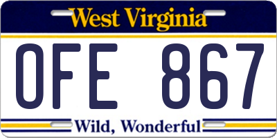 WV license plate OFE867