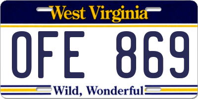 WV license plate OFE869
