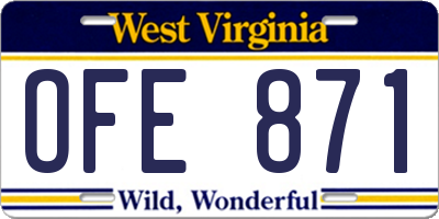 WV license plate OFE871