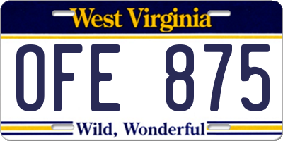 WV license plate OFE875