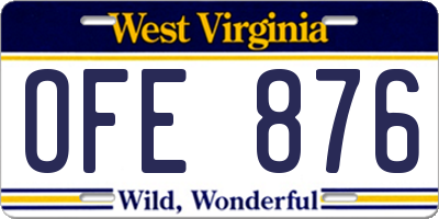 WV license plate OFE876