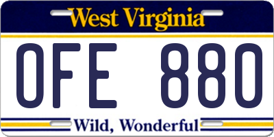 WV license plate OFE880