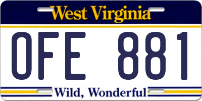 WV license plate OFE881