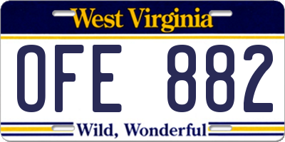 WV license plate OFE882