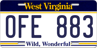 WV license plate OFE883