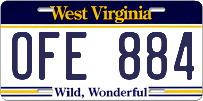 WV license plate OFE884