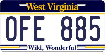 WV license plate OFE885