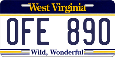 WV license plate OFE890