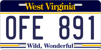 WV license plate OFE891