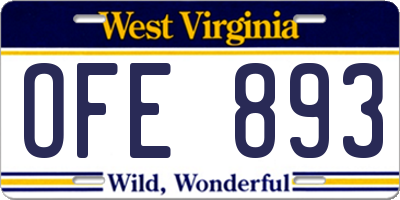 WV license plate OFE893