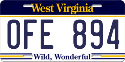 WV license plate OFE894