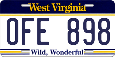 WV license plate OFE898