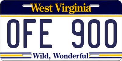 WV license plate OFE900