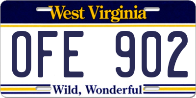 WV license plate OFE902