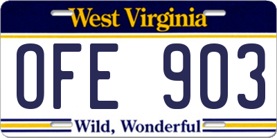 WV license plate OFE903