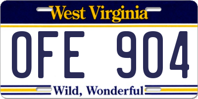 WV license plate OFE904