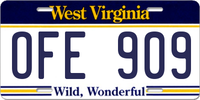 WV license plate OFE909
