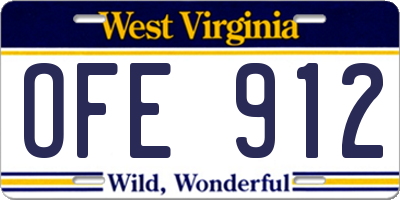 WV license plate OFE912