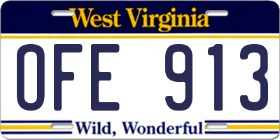 WV license plate OFE913