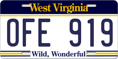WV license plate OFE919
